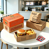 Boîte en carton ondulé de qualité alimentaire, écologique, avec logo personnalisé, pour la vente à emporter de hamburgers et frites