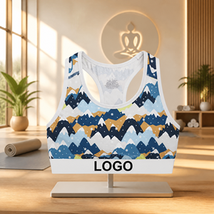 Soutien-gorge de sport à dos nageur à imprimé artistique Montagne enneigée - Soutien premium à séchage rapide pour les amateurs de yoga, de gym et d'aventure - Product Image 4