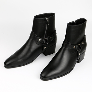 Botas <span class=keywords><strong>de</strong></span> hombre estilo arnés, negras, con punta en pico lateral, tacón <span class=keywords><strong>de</strong></span> bloque, estilo vaquero, con anillo en <span class=keywords><strong>O</strong></span> y tachuelas, zapatos <span class=keywords><strong>de</strong></span> vestir <span class=keywords><strong>de</strong></span> moda - Product Image 6