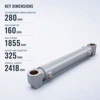Cylindre hydraulique à barillet léger haute résistance 20MnTiB 45 #   Acier trempé pour flèche de pompe à béton, alésage 280 mm