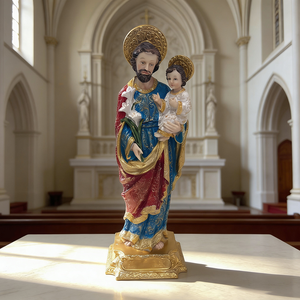 Estátua Religiosa Personalizada de São José Segurando o Menino Jesus em Resina para Artigos Religiosos Católicos Fornecedor de Igreja - Product Image 3