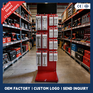 Expositor de herramientas de gran capacidad personalizado de fábrica OEM ODM para ferretería, estante de metal perforado para suelo con ganchos para llaves y herramientas - Product Image 1