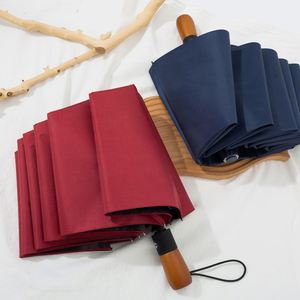 Paraguas Plegable Grande de Doble Uso para Hombre, con Mango de Madera, Estilo Caballero, Automático, Resistente al Viento - Product Image 3