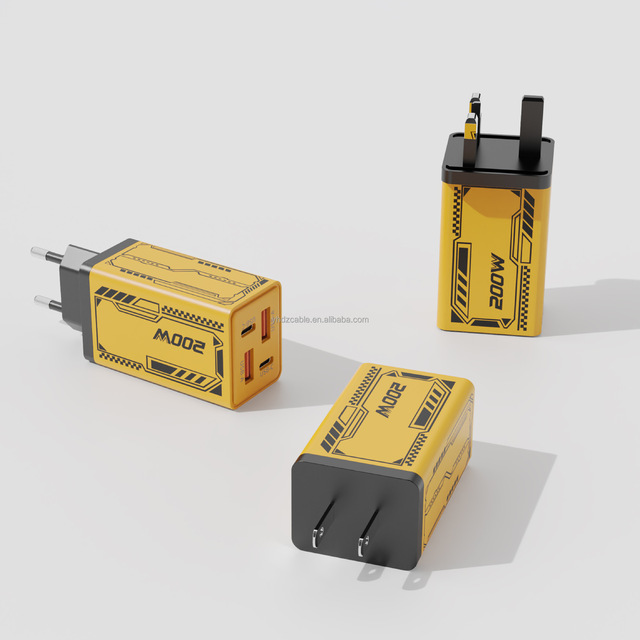 200W Electric Mecha Charger Multi-Port Dual Type-C Fast Charger Compatible Android Phone for & for IPhones Charger Head