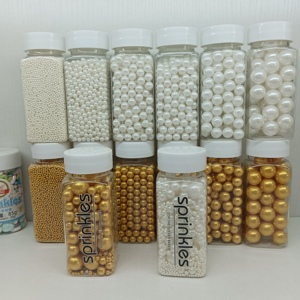 น้ำตาลโรยตกแต่งเค้ก 100 กรัม ลูกปัดน้ำตาล ลูกบอลน้ำตาล น้ำตาลเม็ด ของตกแต่งเค้ก สีฟ้า ผสม - Product Image 4