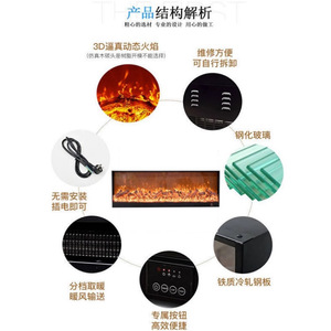 Chimenea Eléctrica Empotrada Limin 3D con Llama Simulada LED, Decoración de Pared Metálica para Hogar y Hotel - Product Image 1