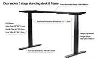 Table de bureau électrique à double moteur, réglable en hauteur, avec cadre métallique, pour position assise-debout