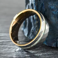 Bijoux Gentdes 2026, bijoux tendance, anneaux en tungstène de 8 mm pour hommes et femmes, motif martelé, incrustation d'opale concassée, bague de fiançailles et de mariage