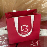 Schmuck Rote Papiertüten mit Eigenem Logo Kleine Kartontüten mit Bandgriff für Ringe Ohrringe Marke Maßgefertigt für Geschenke