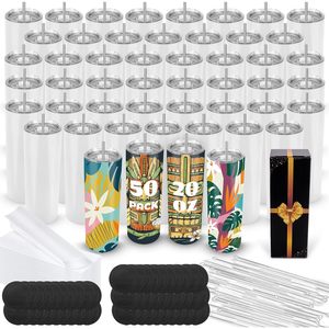 Vasos rectos de acero inoxidable de 20 oz con aislamiento al vacío, a prueba de fugas, paquete de 50 unidades, en blanco para sublimación. - Product Image 5
