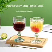Verre à boire vert de 360 ml, verrerie vintage colorée pour mariage, fête, bar, motif gaufré à lignes verticales, gobelets à vin sur pied
