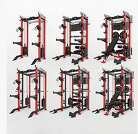 Estación de Gimnasio Multifuncional Todo en Uno: Máquina Smith, Power Rack, Estación de Gimnasio con Múltiples Cables, Lat Pulldown, Leg Curl, Accesorios Completos para Brazos, Uso Comercial 80-120kg