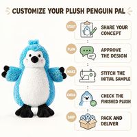 Peluche pingouin bleu personnalisée, fabrication directe usine, OEM ODM, coton PP, polyester, animal en peluche, vente en gros, MOQ, peluche amusante