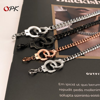 Bracelet menottes en acier inoxydable personnalisé, chaîne minimaliste pour couple, bijou de poignet unisexe en acier titane pour hommes et femmes