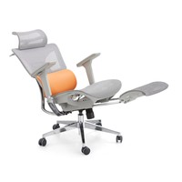 Chaise de bureau ergonomique avec cadre en alliage d'aluminium, dossier en maille, appui-tête et repose-pieds rétractable pour bureaux de direction