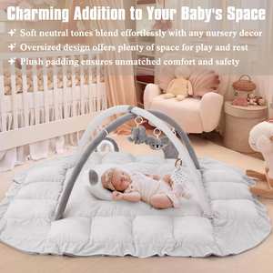 Gymnase d'éveil pour bébé convertible 5 en 1 avec 6 jouets, tapis d'activités pour le temps sur le ventre du bébé pour le développement sensoriel - Product Image 5