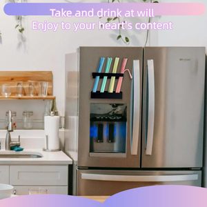 Metal Straw Holder for Cabinet Door Magnetic Straw Organizer with Adhesive Tape Reusable Tumbler Straws <b>Storage</b> Dispenser - Product Image 2