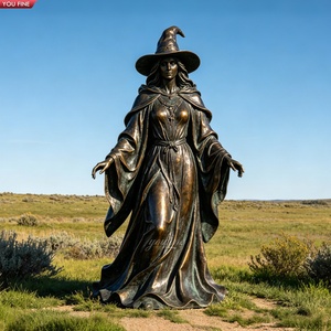Statua di Strega in Bronzo a Grandezza Naturale YOUFINE, Statua di Donna Maga Fantastica per Decorazione di Giardini e Paesaggi Esterni - Product Image 6
