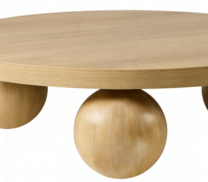<span class=keywords><strong>Table</strong></span> basse ronde en bois clair avec pieds sphériques pour salon - Product Image 5