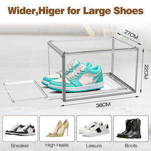Dayooh Bán Buôn Rõ Ràng Có Thể Gập Lại Snenker Hiển Thị Hộp Hộ Gia Đình Giày Tổ Chức Pull-out Nhựa Giày Hộp Giá Với Cửa Từ - Product Image 3