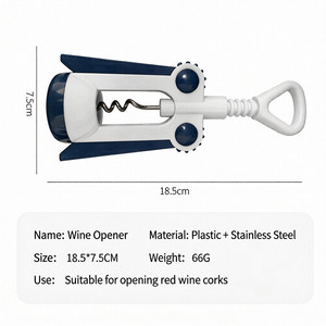 Wholesale <b>Wine</b> Opener Corkscrew for <b>Bottles</b> Premium <b>Plastic</b> Stainless Steel Easy to Use Ergonomic Handle Accessory Home Bar - Product Image 6
