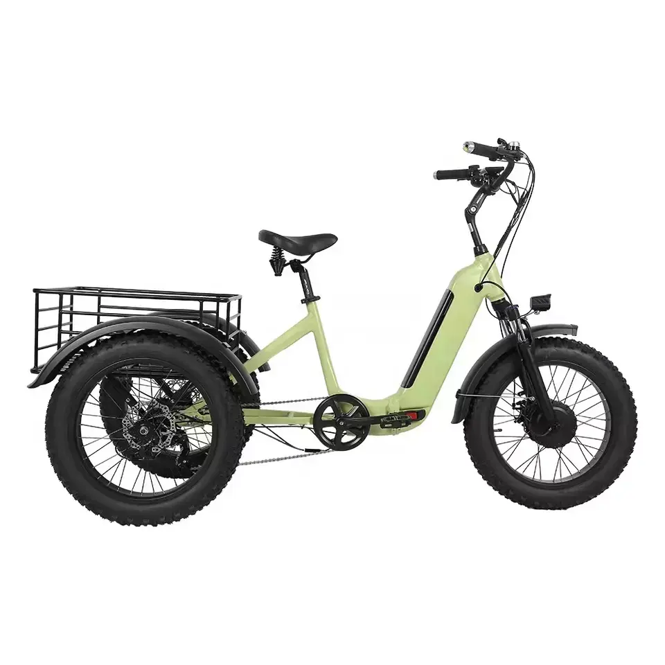 20นิ้ว Drop Shipping ไขมันยาง3ล้อใหญ่ด้านหน้า48V 500W 750W ไฟฟ้า Trike รถสามล้อไฟฟ้า