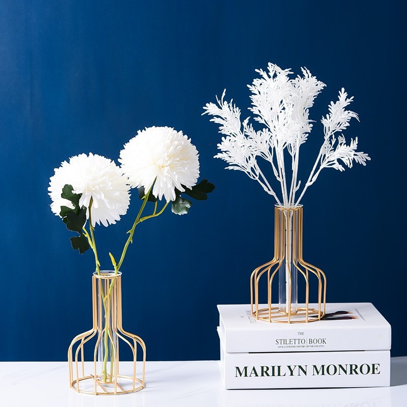 Metal Iron  Mini  Flower Pot living room glass Hydroponic flower Vase table decoration