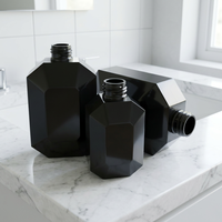 Bouteille de shampooing carrée en PET au design unique, 120 ml, 250 ml, 400 ml, avec pompe à lotion, soin des cheveux, bouteille noire, bouteilles en plastique vides