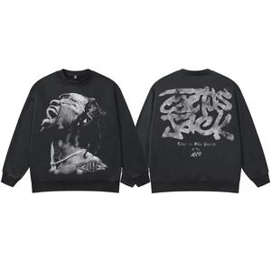 Sweat à capuche unisexe personnalisable inspiré de <span class=keywords><strong>Travis</strong></span> <span class=keywords><strong>Scott</strong></span>, <span class=keywords><strong>style</strong></span> streetwear américain, effet délavé flocon de neige vintage, <span class=keywords><strong>style</strong></span> sportif - Product Image 3