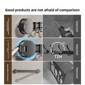 Crochet à ventouse en gros, adhésif ultra-résistant, en aluminium spatial, fixation murale sans perçage, pour porte de salle de bain, pour suspendre les vêtements - Product Image 2