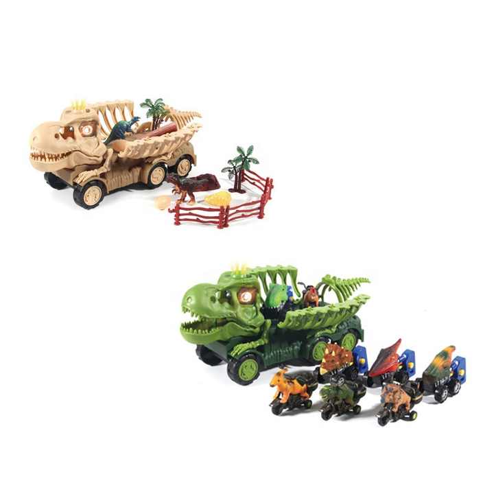 Camion Transporteur De Dinosaures – 28 Pièces Avec Sons Et Lumières, Friction, Lanceur, Cadeau Enfant 2-6 Ans