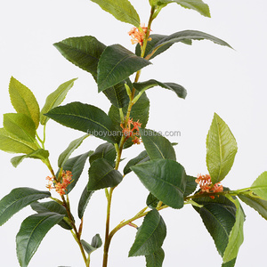 E31-venta al por mayor verde amarillo osmanthus hojas planta flor falsa planta imitación hoja de palma hojas artificiales para eventos decoración del hogar - Product Image 5