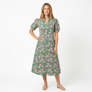 <b>Boho</b> Indian Vintage Eco-Friendly Cotton Midi Dress Women Digital Printed A-Line Summer Beach Party Wear Garden Kitty Parties - Product Image 1