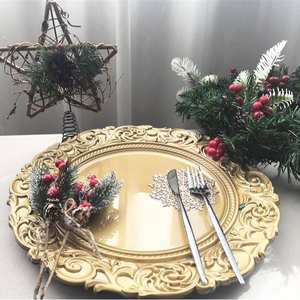 Piastre di ricarica <span class=keywords><strong>eleganti</strong></span> di lusso Design moderno stile Custom Deco argento oro rosa bordo bordo barriera bianca piatto per eventi di matrimoni - Product Image 3