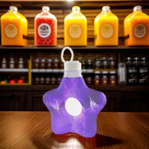 Customized Logo And Color 550ml Plastic Bottle Pentagonal Star Shaped Beverage Bottle Juice Bottle Water Cup