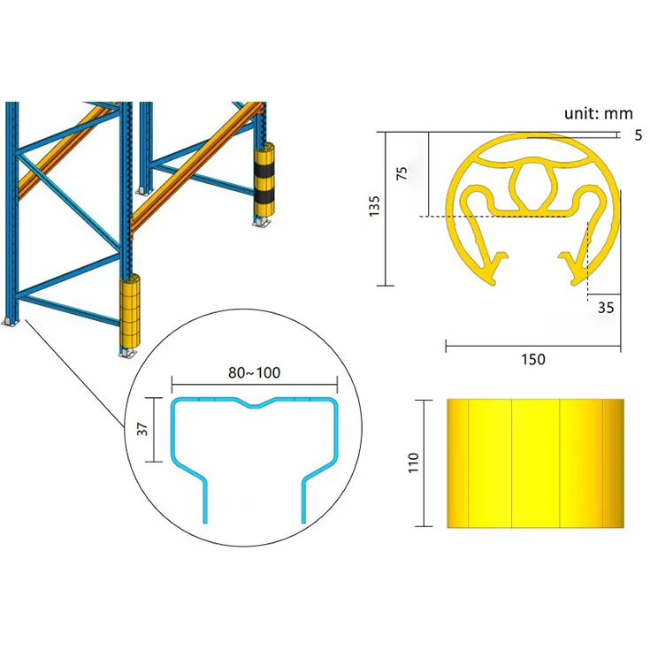 Plastic warehouse column safety protector garage column protector Guard Upright column Display Shelf