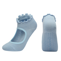 Chaussettes de sport antidérapantes personnalisées pour femmes, idéales pour le fitness, le Pilates, le yoga et la barre, avec volants et dos transparent, vente en gros