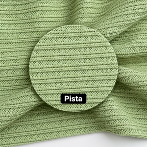 Tissu en maille côtelée double en polyester, couleur pistache, textile extensible texturé pour vêtements de mode et fabrication de vêtements - Product Image 1