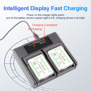 Ringteam เครื่องชาร์จคู่ NP-95พร้อมที่ชาร์จแบตเตอรี่ NP95ไฟ LCD สำหรับ X100S <span class=keywords><strong>X100</strong></span> XF10<span class=keywords><strong>ฟูจิ</strong></span> X100T X70 X30 X-S1กล้อง XF10 - Product Image 5