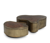 Table basse italienne de luxe en placage de noyer, forme nuage irrégulière, pour espace de vie moderne