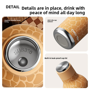 Bouteille d'eau isotherme pour enfants en acier inoxydable 316 avec paille, motif tête de <span class=keywords><strong>licorne</strong></span>, 480 ml - Product Image 5