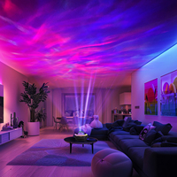Projecteur LED d'Aurore Boréale et Vagues Océaniques Étoilées, Lampe de Nuit de Table avec Haut-Parleur Musical