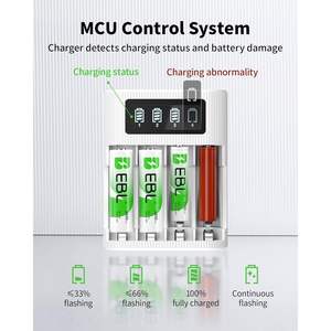 EBL 8-Pack AA/AAA Combo Smart <b>Battery</b> Charger 4 Bay LCD 2800mah <b>Double</b> <b>Rechargeable</b> <b>Batteries</b> 4 Bay LCD Smart <b>Battery</b> Charger - Product Image 2