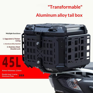 Boîte à bagages arrière universelle pour moto Slke en plastique avec panneaux latéraux pliables pour la modernisation et la personnalisation - Product Image 2