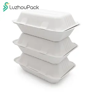 LuzhouPack Customized Eco Biodegradable Packaging Sugarcane Non Pfas Food Take Away Packing