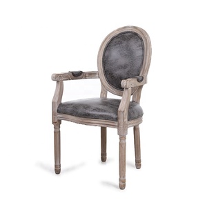 Meubles De Salon Confortable Accent Pieds <span class=keywords><strong>En</strong></span> Bois De Caoutchouc Gris Feuille Tissu <span class=keywords><strong>En</strong></span> <span class=keywords><strong>Cuir</strong></span> Salle À Manger Bras <span class=keywords><strong>Chaise</strong></span> - Product Image 6