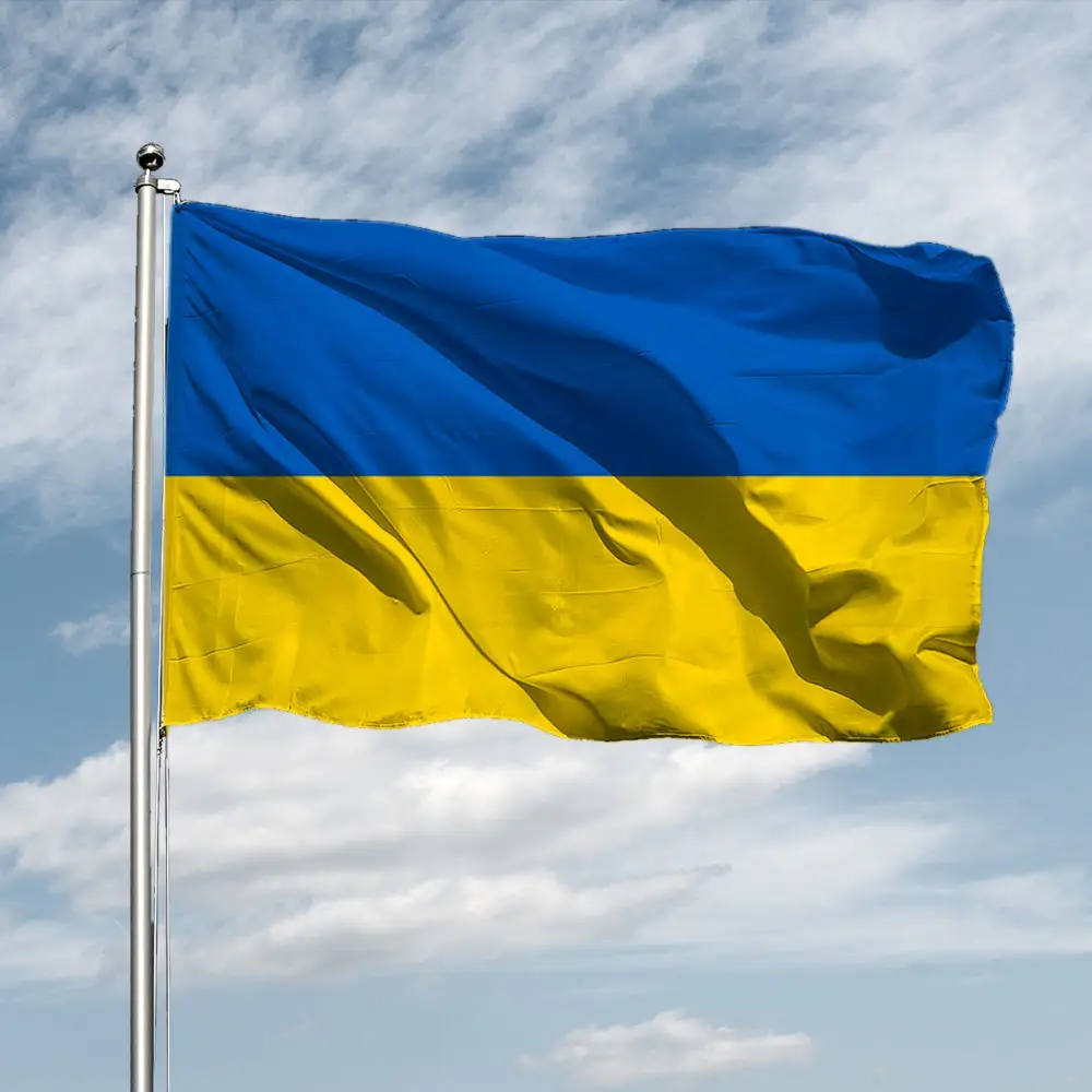 Flagnshow venta al por mayor 3x5ft Bandera de Ucrania entrega Bandera ucraniana poliéster 90x150 cm Bandera de Ucrania
