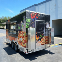 Camion de restauration mobile entièrement équipé pour pizzas, cuisine mobile, four à pizza en acier inoxydable, chariot alimentaire personnalisé, CE DOT
