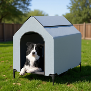 Maison de luxe moderne pour animaux de compagnie en bois massif avec toit en fer, 30 x 43 pouces, avec fenêtres, abri extérieur pour chien et chat toutes saisons - Product Image 2