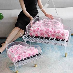 Regalo de Navidad, Halloween o Confesión, Rosa Eterna en Caja de Acrílico con Forma de Piano, Modelo XB-030, para Novia, Esposa, Cumpleaños - Product Image 4